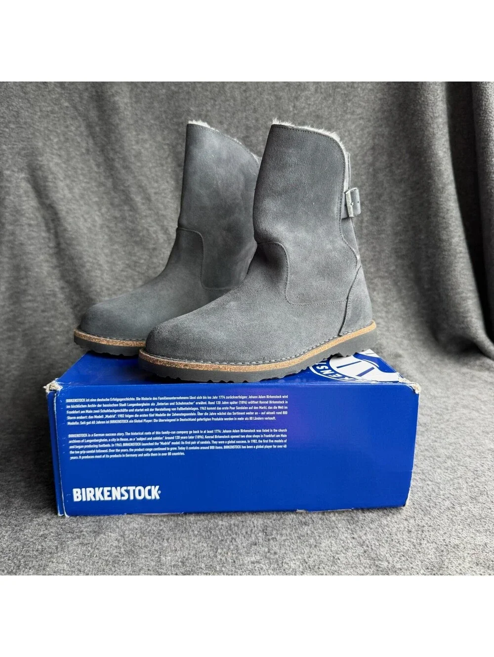 Birkenstock Uppsala Shearling Boots Womens Size 9 Gray Suede Mid Calf Winter